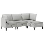 vidaXL Ensemble de meubles pour le salon 4 Pièces Gris clair Tissu