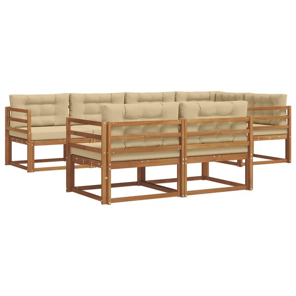 vidaXL Ensemble de canapés d'extérieur 8 pc Naturel et Beige