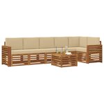 vidaXL Ensemble de canapé d'angle avec coussin 7 Pièces Naturel et Beige