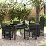 Ensemble de jardin 5 pièces avec coussins en poly rattan noir vidaXL