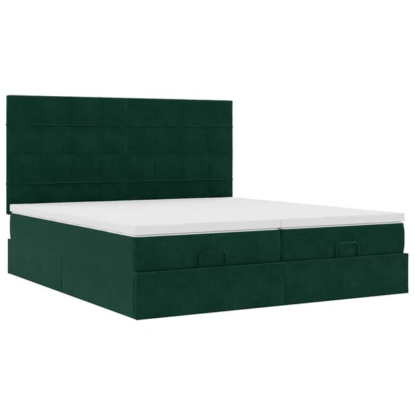 VidaXL Cadre de lit ottoman avec matelas vert foncé 180x200cm velours