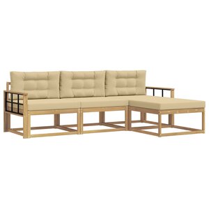 vidaXL Ensemble de canapés d'extérieur 4 pc Blanc et Beige Polyester