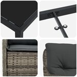 vidaXL Ensemble de repas de jardin 9 pièces avec coussins gris en rattan poly