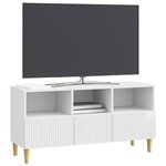 vidaXL Meuble TV 102 x 34 5 x 50 cm Blanc brillant Bois d'ingénierie