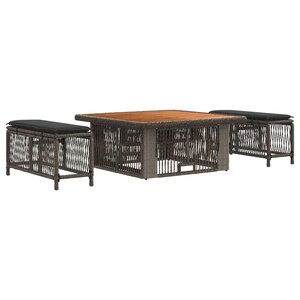 vidaXL Ensemble de salle à manger pour jardin 3 Pièces Gris et Gris foncé