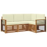 vidaXL Ensemble de canapés d'extérieur 4 pc Naturel et Crème Polyester