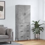 vidaXL Buffet haut Gris béton 69 5x34x180 cm Bois d'ingénierie