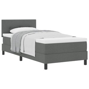vidaXL Lit à ressorts avec matelas Gris foncé 90 x 190 cm tissu