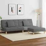 vidaXL Canapé-lit à 2 places avec repose-pied gris foncé tissu