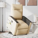 vidaXL Fauteuil inclinable de massage Crème Tissu