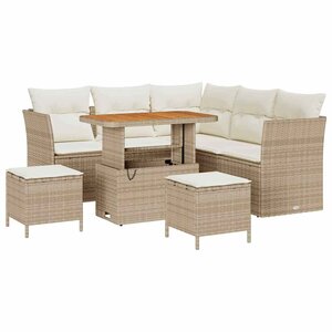 vidaXL Ensemble de canapé de jardin 8 Pièces Beige polyrotin