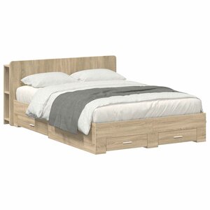 vidaXL Cadre de lit avec rangement Chêne Sonoma 150 x 200 cm