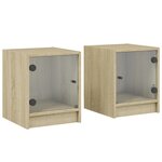 vidaXL Tables de chevet et portes vitrées 2Pièces chêne sonoma 35x37x42cm