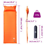 vidaXL Matelas de camping autogonflant avec oreiller 1 personne orange