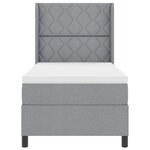 Lit Box Spring vidaXL avec Matelas & Lumière LED Gris clair 90x200 cm Tissu