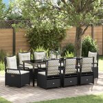 vidaXL Ensemble de Salle à Manger Jardin de 9 Pièces Rattan Poly Noir
