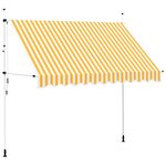 vidaXL Auvent rétractable manuel 300 cm Rayures oranges et blanches