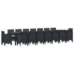 vidaXL Ensemble de salle à manger de jardin avec coussins 17 Pièces