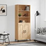 vidaXL Buffet haut Chêne sonoma 69 5x34x180 cm Bois d'ingénierie