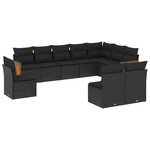 vidaXL Salon de jardin 10 Pièces avec coussins noir résine tressée