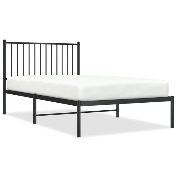 vidaXL Cadre de lit métal avec tête de lit noir 100x190 cm
