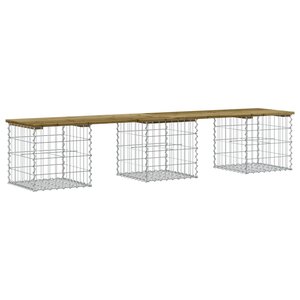 vidaXL Banc de jardin design gabion 203x44x42 cm bois de pin imprégné