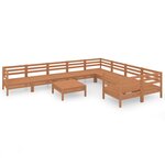 Salon de jardin meuble d'extérieur ensemble de mobilier 10 pièces marron miel bois de pin massif 02_0015269