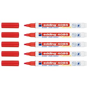 Marqueur Craie Liquide 4085 Rouge Pointe Ronde 1-2 mm x 5 EDDING