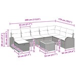 vidaXL Ensemble de Canapé de Jardin 9 Pièces avec Coussins Beige Poly Rattan