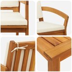 vidaXL Ensemble Bistro 5 pièces avec coussins - Bois d'acacia massif