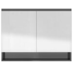 vidaXL Armoire à miroir de salle de bain 80x15x60 cm MDF Gris brillant
