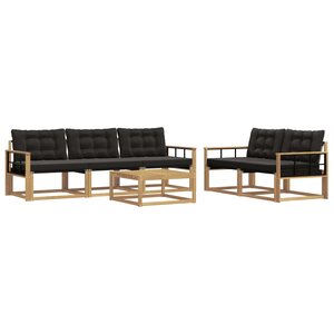 vidaXL Ensemble de canapés d'extérieur 6 pc Blanc et noir