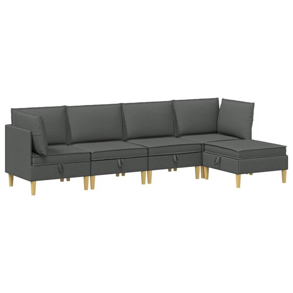 vidaXL Canapé modulaire avec rangement 5 pc Gris foncé Tissu
