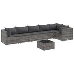 vidaXL Salon de jardin 7 Pièces avec coussins Gris Résine tressée