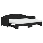 vidaXL Lit de jour avec gigogne et matelas noir 90x200 cm tissu