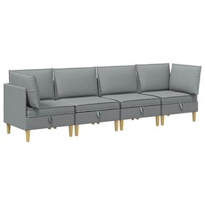 vidaXL Canapé modulaire avec rangement 4 Pièces Gris clair Tissu