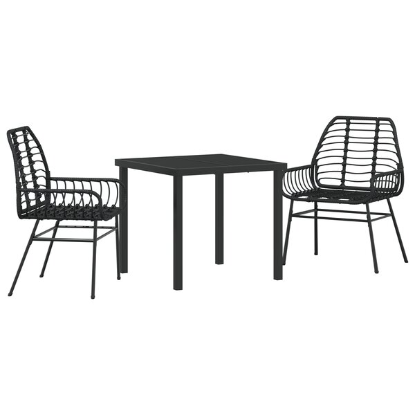 vidaXL Ensemble de salle à manger de jardin 3 pièces Noir Poly Rattan