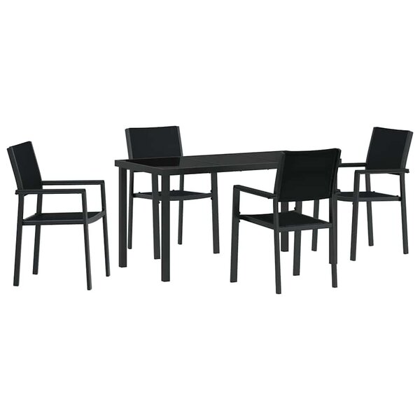vidaXL Ensemble de salle à manger pour jardin 5 Pièces Noir