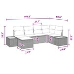 vidaXL Ensemble de canapé de jardin 6 Pièces Noir 264 x 154 x 85 cm