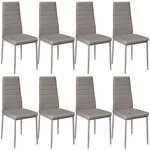 Lot de 8 chaises siège de salon cuisine salle à manger design carré élégant gris 08_0000145