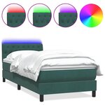 vidaXL Sommier à lattes de lit et matelas et LED vert foncé 80x220 cm velours