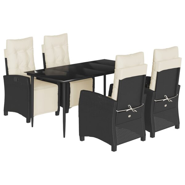 vidaXL Ensemble à manger de jardin coussins 5Pièces Noir Résine tressée