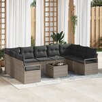 Ensemble de Canapés de Jardin de 9 Pièces vidaXL avec Coussins en Rotin Noir