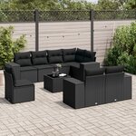 vidaXL Salon de jardin 9 Pièces avec coussins noir résine tressée