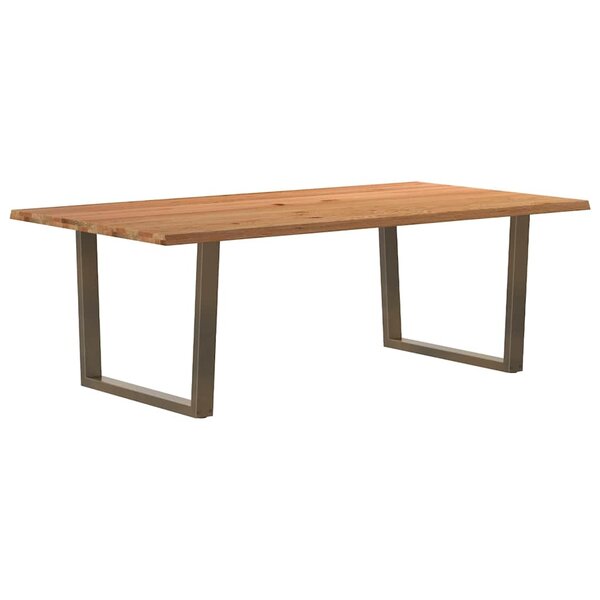 vidaXL Table à manger avec bord naturel 220x120x74cm bois massif chêne