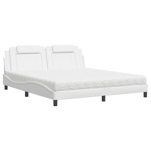 vidaXL Lit Viana avec matelas blanc 180x200 cm similicuir