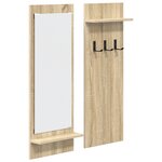 vidaXL Porte-manteau mural avec étagère avec stockage avec miroir Chêne Sonoma 70 x 10 x 90 cm