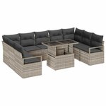vidaXL Ensemble de canapé de jardin 10 Pièces Gris clair Poly rotin