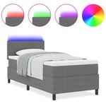 vidaXL Lit à Ressorts avec Matelas & Lumière LED Gris Simple Tissu Velours