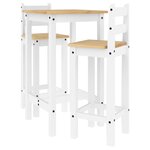 vidaXL Ensemble de bar 3 Pièces Blanc Bois de pin massif